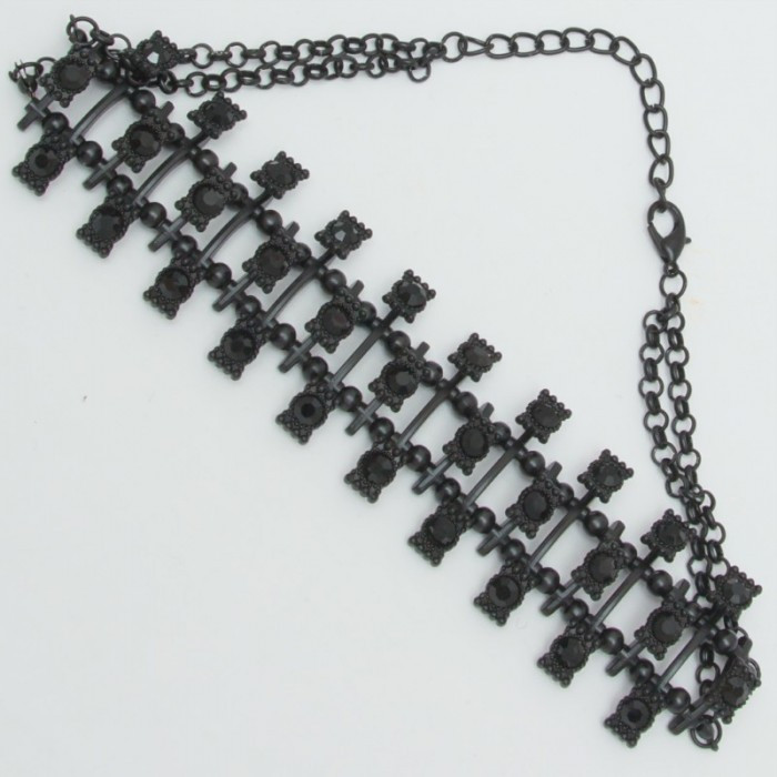 Підвіска No416 чорний матовий метал із камінням.