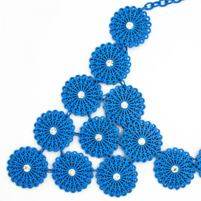 Підвіска No 551 ажурні блакитні кола зі стразами.