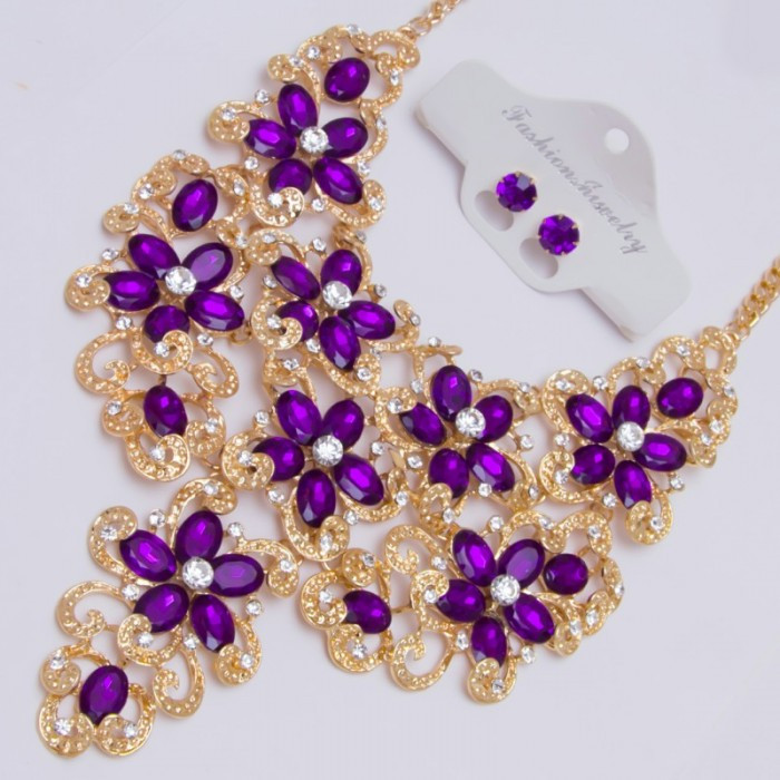 Підвіска No 584 фіолетові квіточки зі стразами.