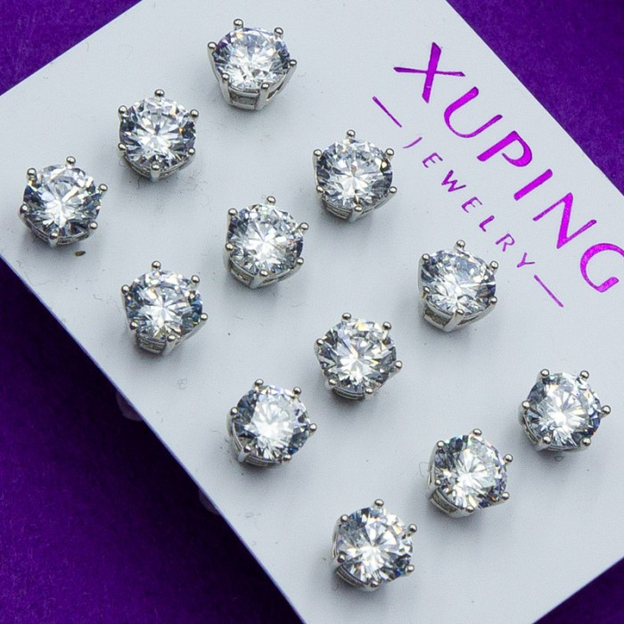 Гвоздики Xuping №15Д цена за 6пар з білими цирконами медичне золото від виробника в інтернет магазині