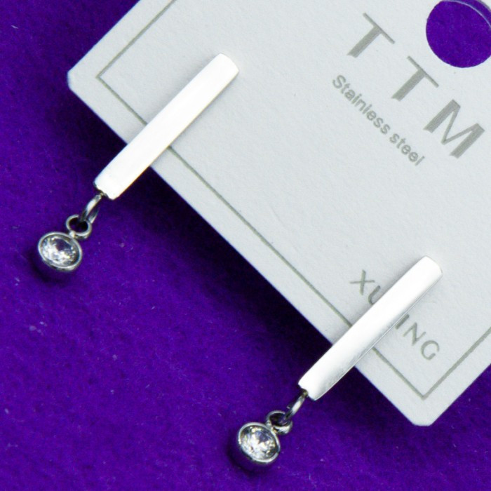 Сережки Xuping No149 висувки білого оригінального дизайну з білим цирконом модні біжутерія медзолото