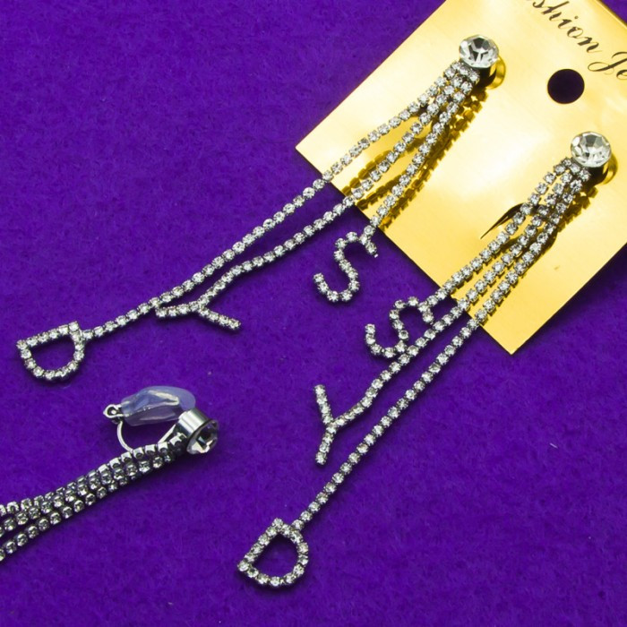 Кліпси No34 з білими стразами віскі сережки весільні