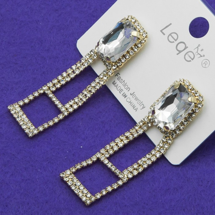 Сережки No38 віскі з квадратним каменем оригінального дизайну