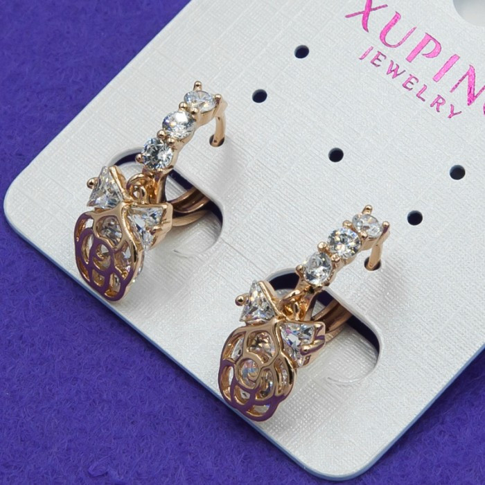 Сережки Xuping No275 з цирконами білого кольору медичне золото xuping.