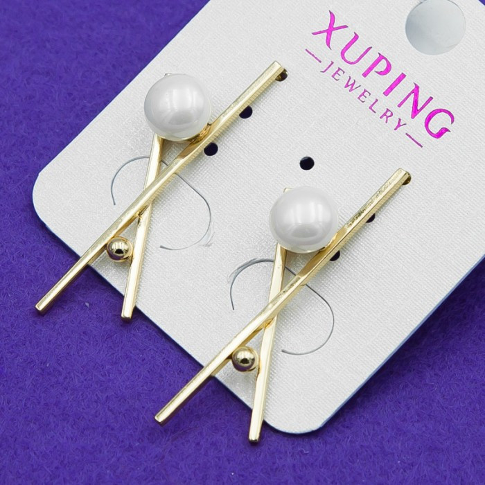 Сережки Xuping No257 з білою перлиною стильні біжутерія Харків.