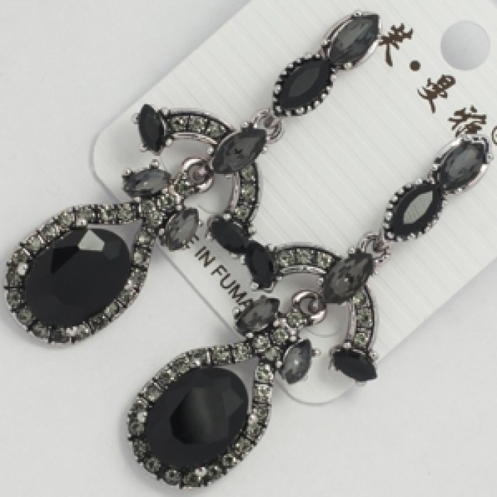 Сережки No69 віскі з чорними та сірими вставками оригінальні