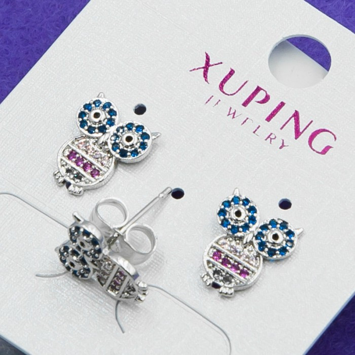 Сережки Xuping No780 сова з камінням різного кольору.