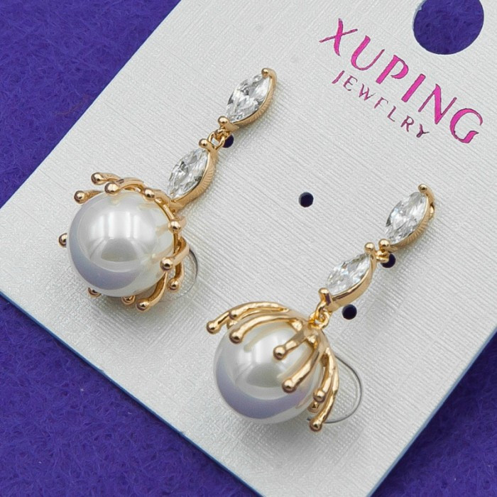 Сережки Xuping No815 з білими перлинами.