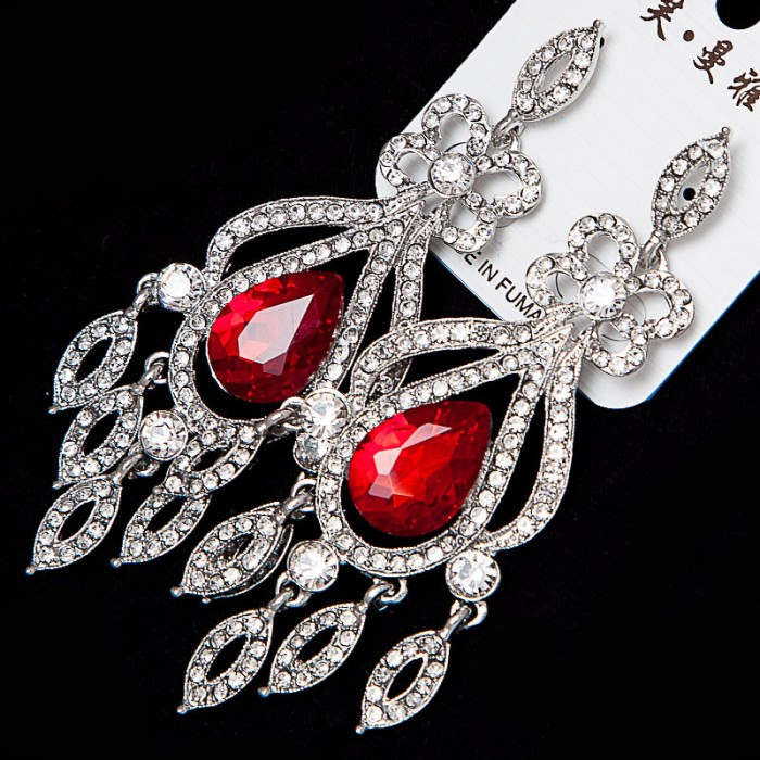 Сережки No 1329 вігулки з червоною краплею.