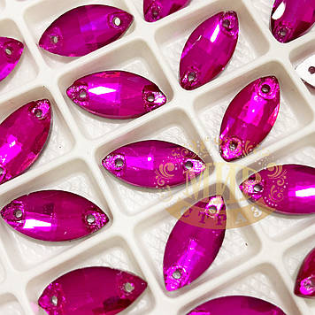 Пришивні стрази, Човник, колір Fuchsia, розмір 7x15, 1 шт.