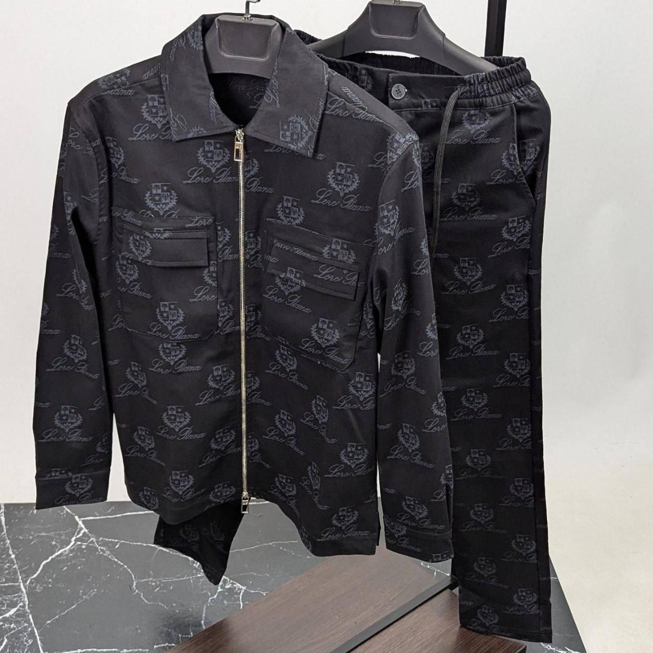 Чоловічий спортивний костюм на змійці Loro Piana CK7550 чорний M, XXL, фото 1