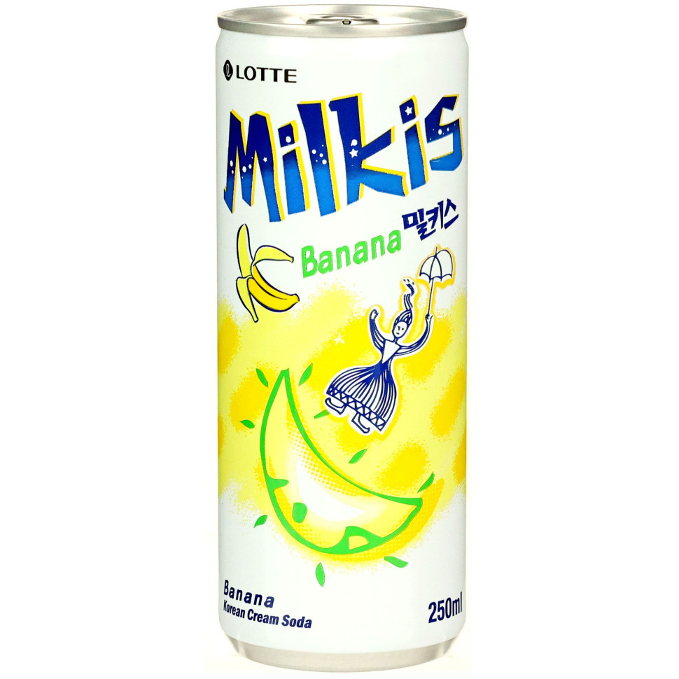 Молочний газований напій Lotte Milkis зі смаком банана 250 мл
