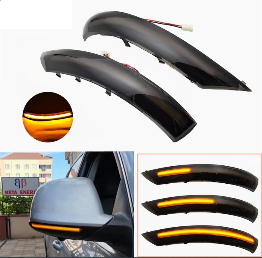 Повторювач повороту на дзеркалі Volkswagen Touareg 1 2007-2010 Фольксваген Туарег 1 (2шт динамічні чорні ЛЕД)