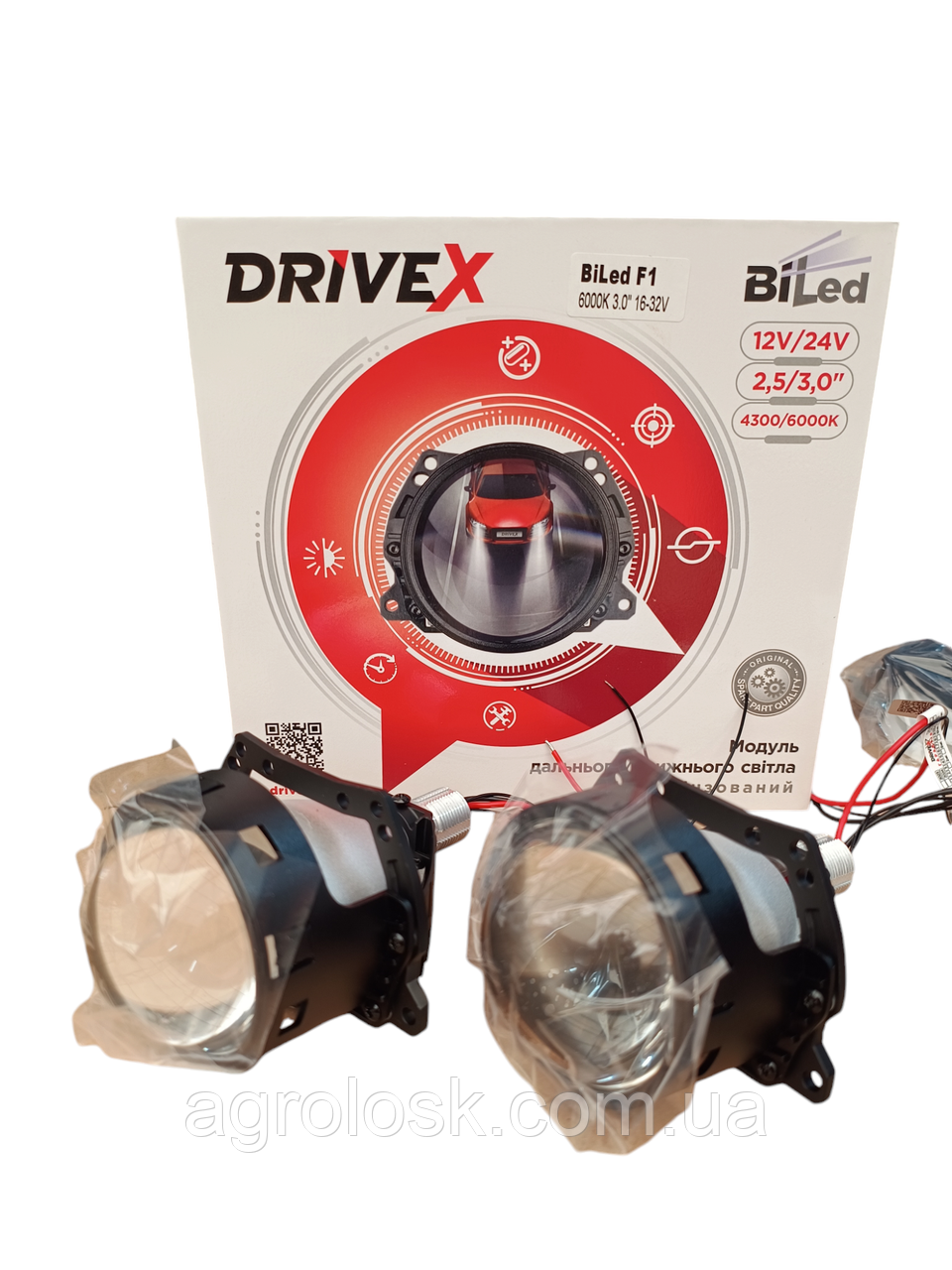 Світлодіодні лінзи DriveX Bi-LED Evolution F1 24V 45w 6000K 3.0” (для вантажних авто)