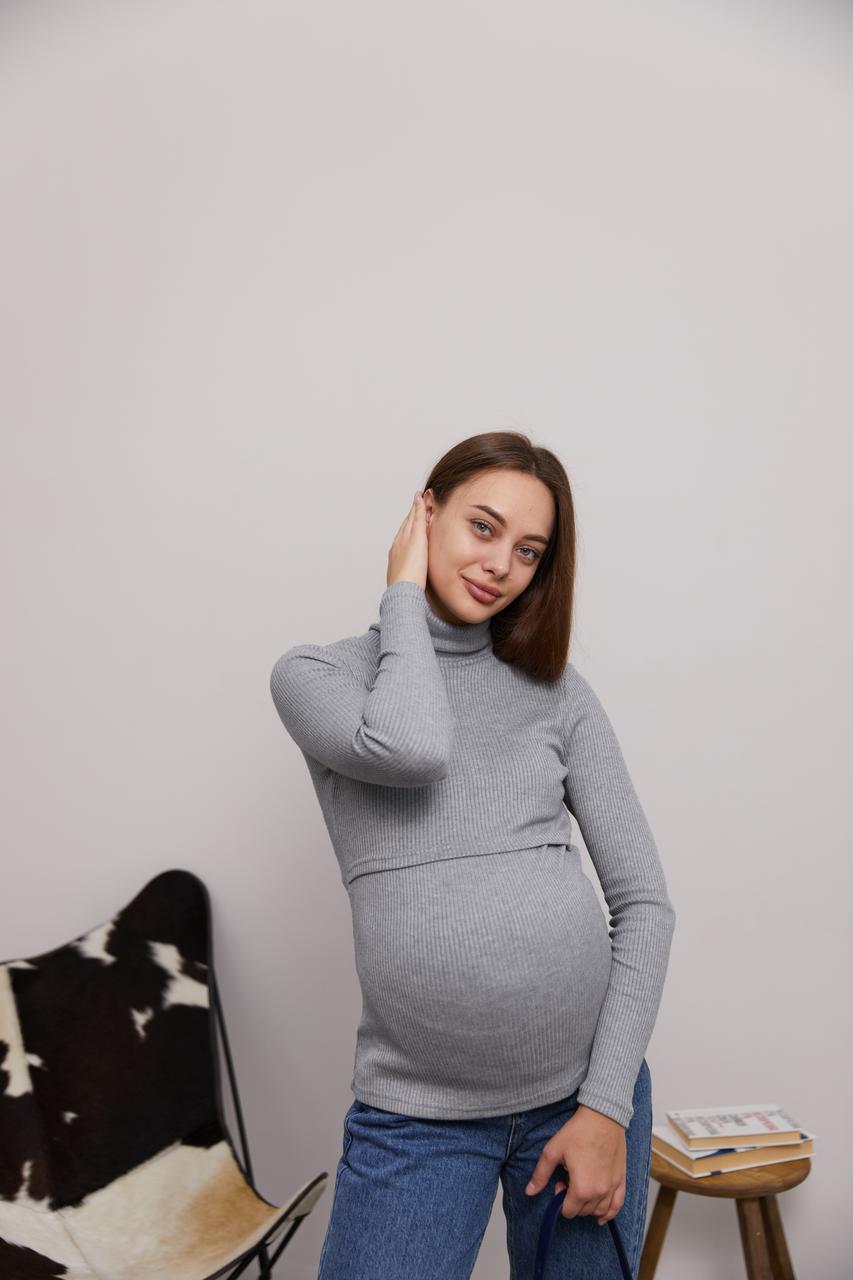 Комфортний гольф для вагітних із секретом годування Dublin S (42) Lullababe Сірий