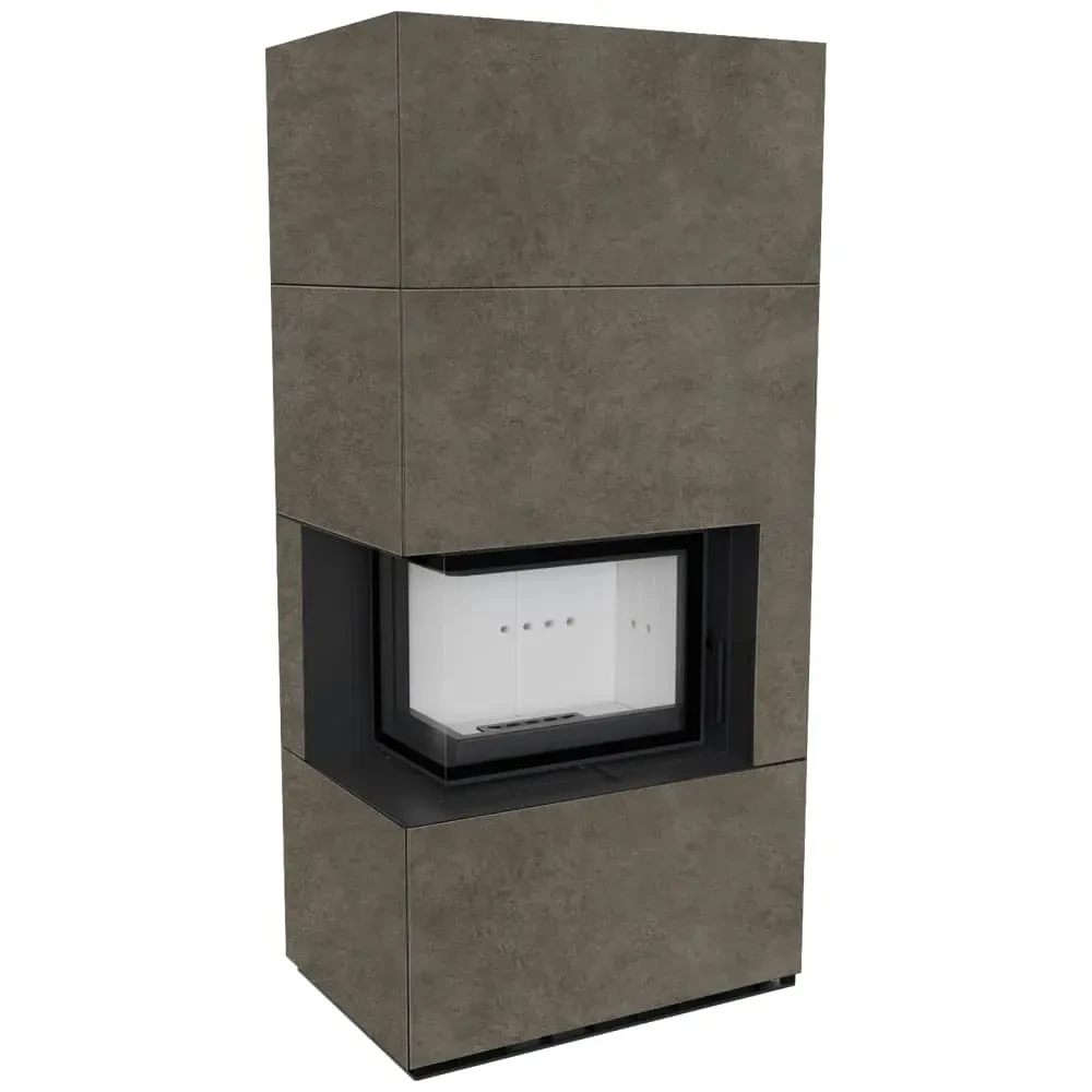 Камін Kratki FLOKI BOX лівий 8 kW Ø 160 в обудові з керамограніту, фото 1