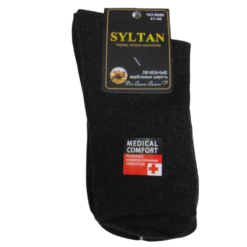 Лікувальні термошкарпетки кашемір Syltan 41-46 темно-сірі 9686, фото 1