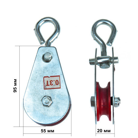 Блок монтажний одинарний, для лебідки та троса 0,3Т BF