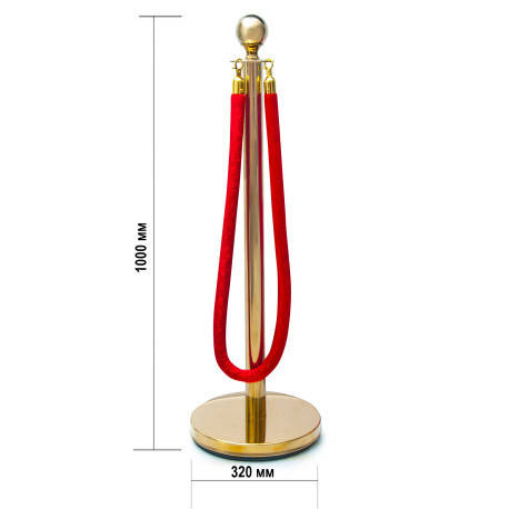 Стійка огорожі золота з червоним канатом, довжина 1,5 метра, 100 х 32 см BF, фото 1