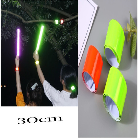 Світловідбивний браслет Жовтогарячий 30 см, флікер для пішохода та велосипедиста, світловідбивна стрічка BF