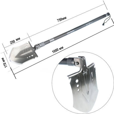 Лопата багатофункціональна складана саперна туристична для авто протиударна 100 см BF, фото 1