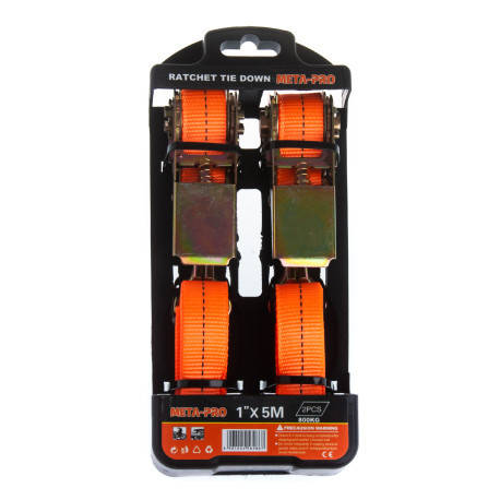 Комплект META-PRO кріпильних стяжних універсальних ременів-тросів, 2 шт 500х2,5A см 800 кг BF, фото 1