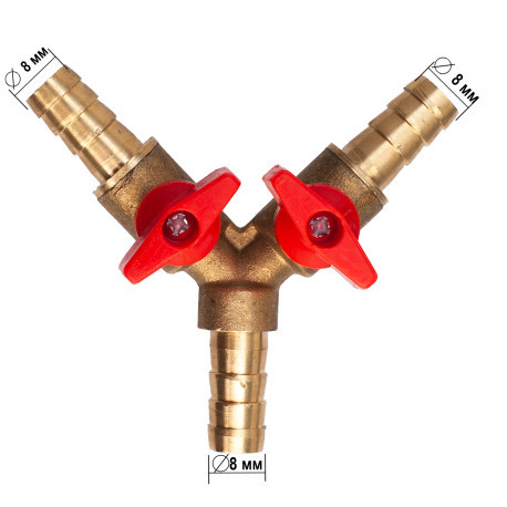 Кран-трійник латунний із перемикачем на трубку 8 мм
Артикул Р-1900 BF