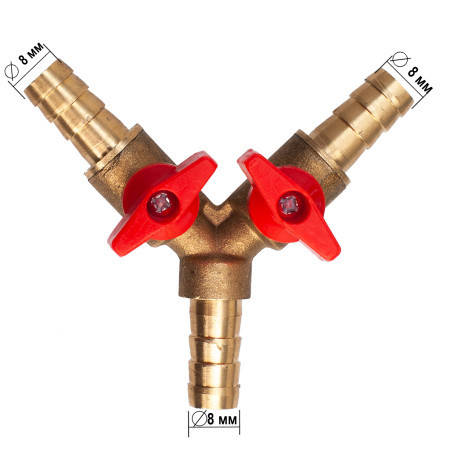 Кран-трійник латунний із перемикачем на трубку 8 мм
Артикул Р-1900 BF, фото 1