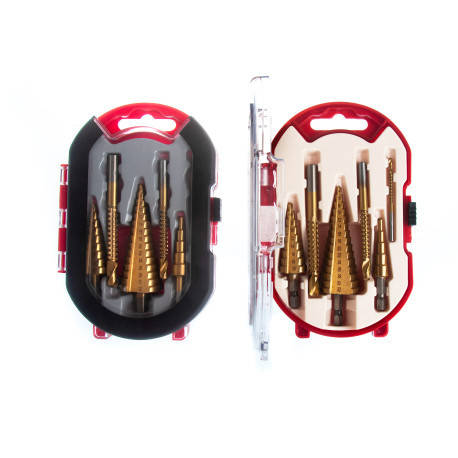 Набір ступінчастих свердел 6 штук із титановим покриттям у кейсі BF, фото 1