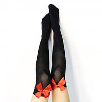 Панчохи капронові чорні з червоним бантом