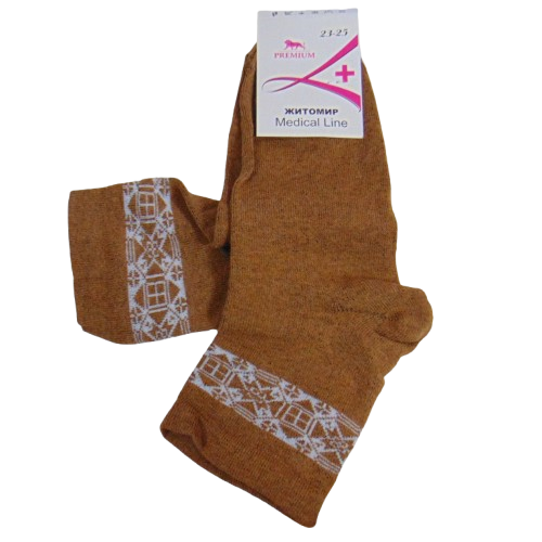 Шкарпетки без гумки Medical Line 36-40 коричневі, фото 1