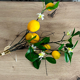 Штучна гілка Лимони, матеріал-пластик, 47см, колір-жовтий із зеленим
