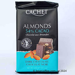 Бельгійський чорний шоколад з цілим мигдалем Cachet Dark Chocolate Almonds – Темний Шоколад з Мигдалем  Вітаємо на с 300 г Бельгія