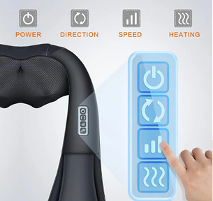 Масажер для шиї, плечей і спини з ІЧ-прогріванням Massager of Neck Kneading, чорний, фото 3