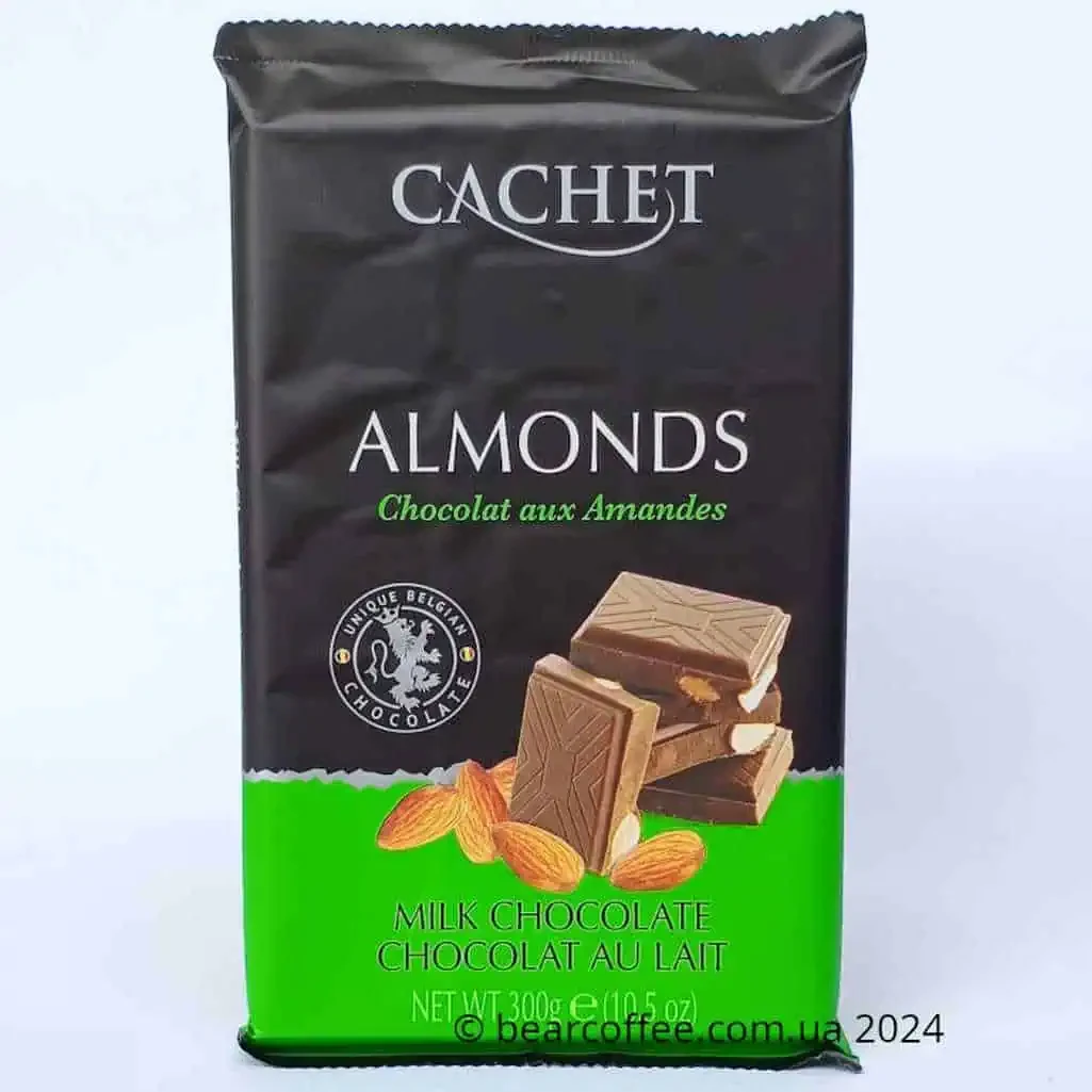 Молочний шоколад з цілим мигдалем Cachet milk chocolate Almonds 300 г Бельгія