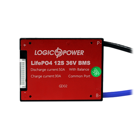 BMS плата LiFePO4 36V 12S Dis 50A Ch 30A, фото 1