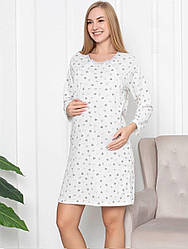 Жіноча нічна сорочка з сердечками на білому фоні, Годуючих мам