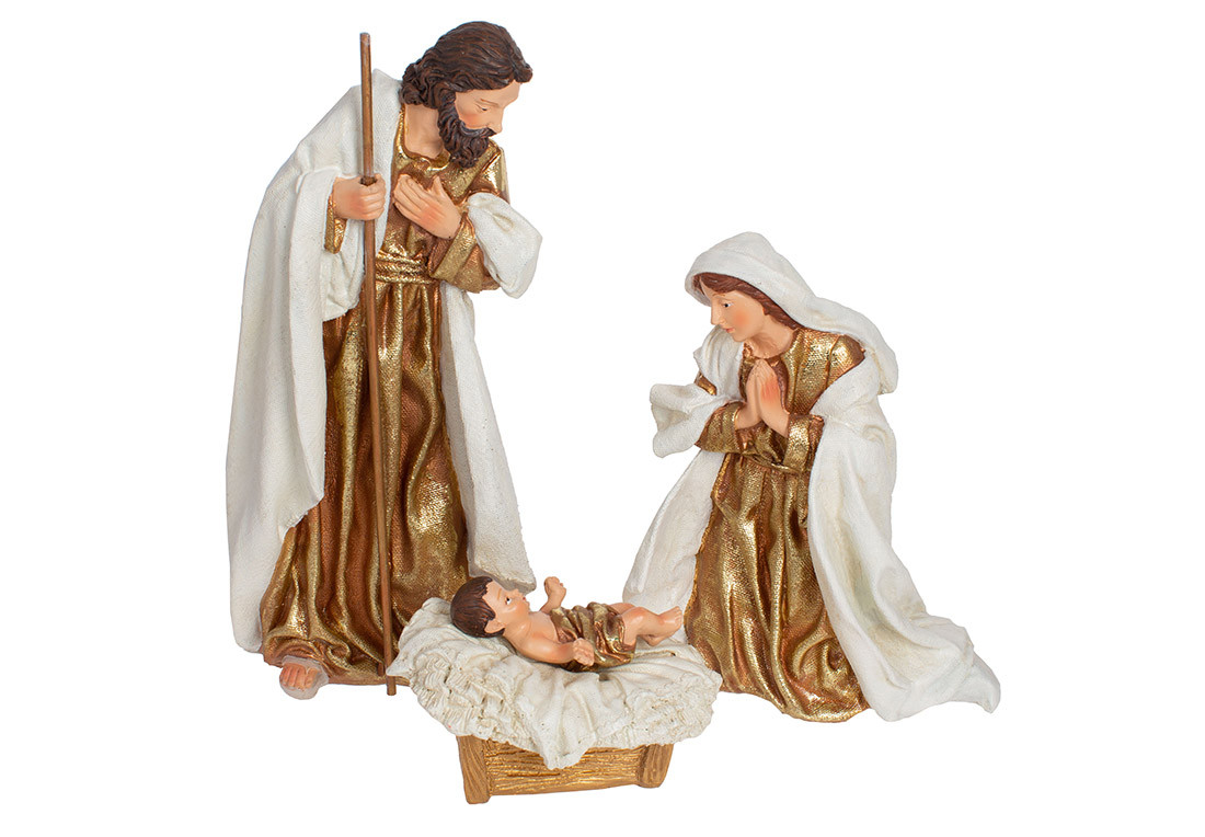 Набір статуеток з 3-х фігур Різдвяний Вертеп 30 см 1837-225 полістоун золотистий