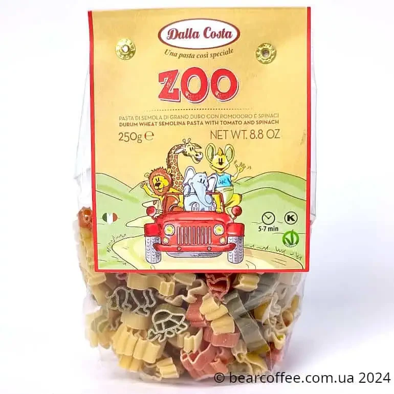 Макарони у формі тварин кольорові Dalla Costa Zoo 250 грам Італія