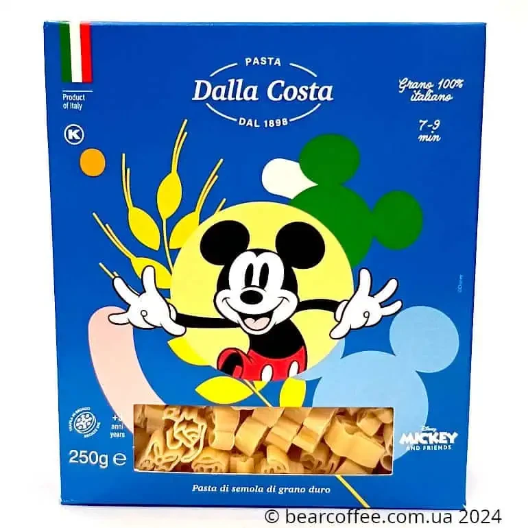 Макарони у формі мікі мауса кольорові Mickey Mouse Dalla Costa 250 gramm