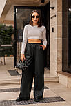 Жіночі широкі шкіряні штани демісезонні "Step" Батал, фото 5