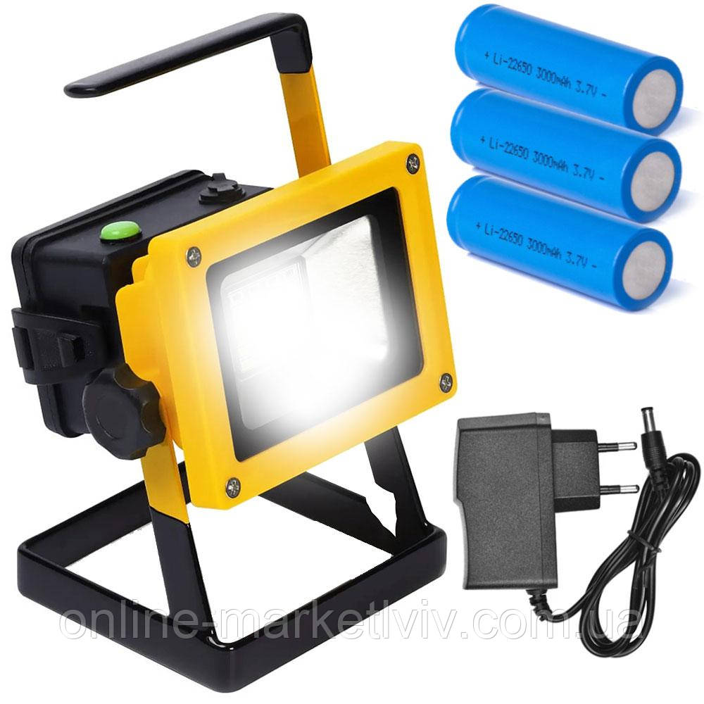 Акумуляторний прожектор з 3 акумуляторами (30W, 24LED) D15 / Світлодіодний переносний ліхтар
