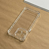 Чохол на iPhone 15 Pro Max, прозорий з амортизуючими кутами та сріблястими кнопками