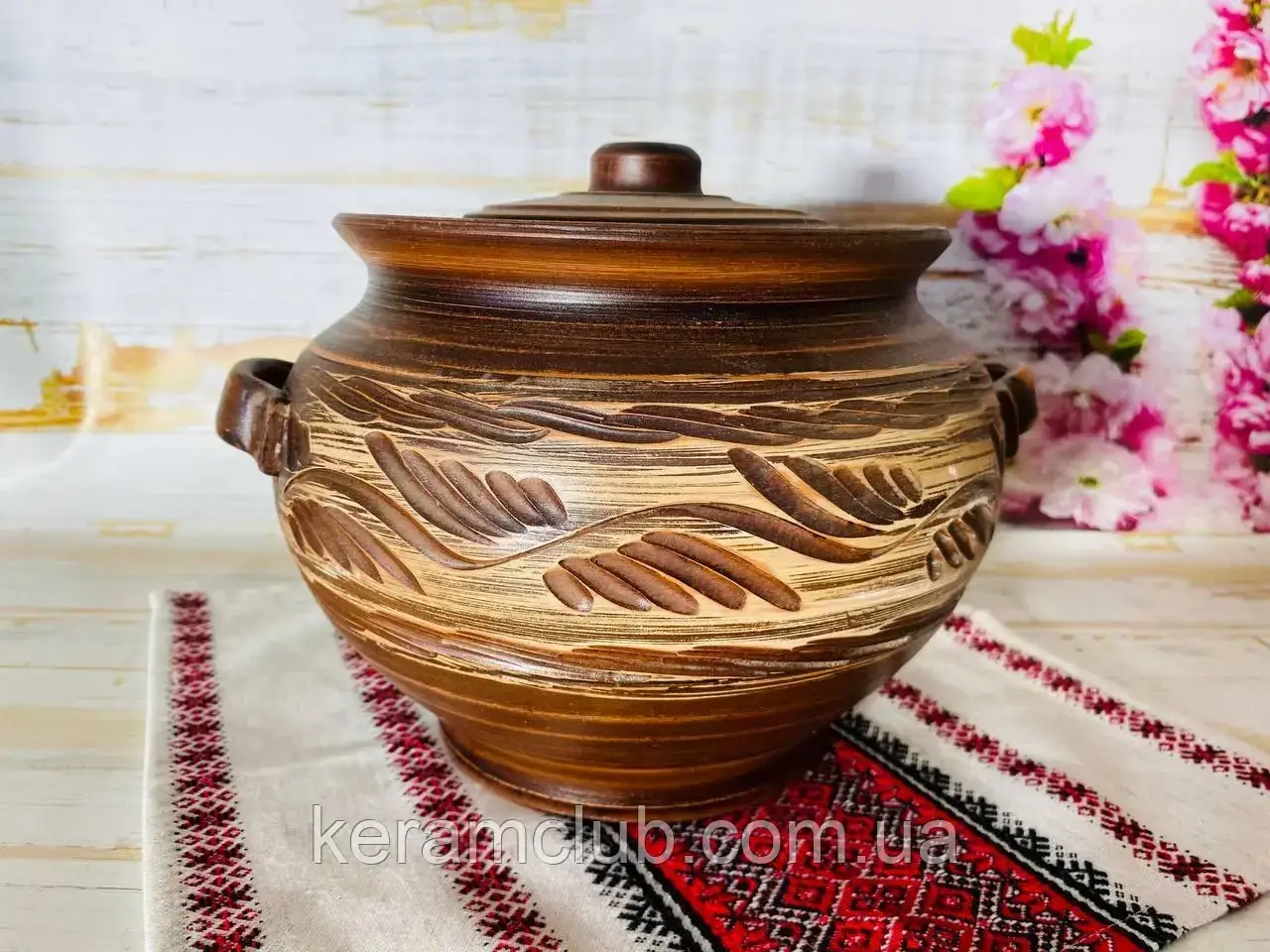Глиняний казанок ручної роботи Керамклуб 2,5 л ангоб