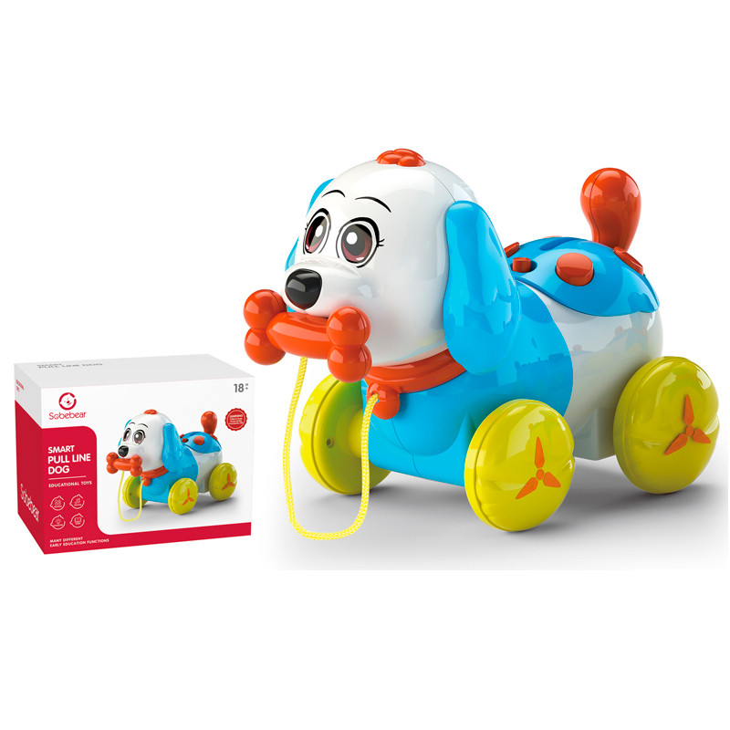 Собачка скарбничка YL617B, собачка 22 см, сенсорна, каталка, музика, світло, фото 1