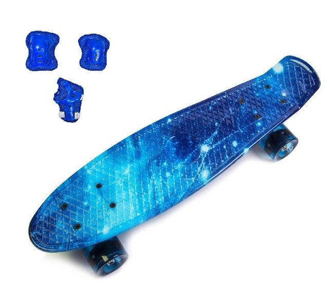 Набір скейтборд Penny Board. SPACE + захист на коліна, лікті та долоні. Колеса світяться під час катання! Набір скейтборд Penny Board. SPACE + захист на коліна, лікті та долоні. Колеса світяться під час катання!