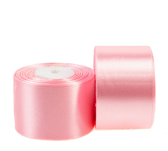 Стрічка атласна рожево-персикового кольору 5см. (1шт, 23м.)