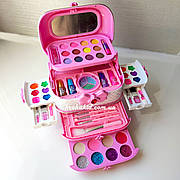 Дитяча косметика в сумочці 53 предмети Скринька з ручкою 4 яруси Тіні блиск для губ помади