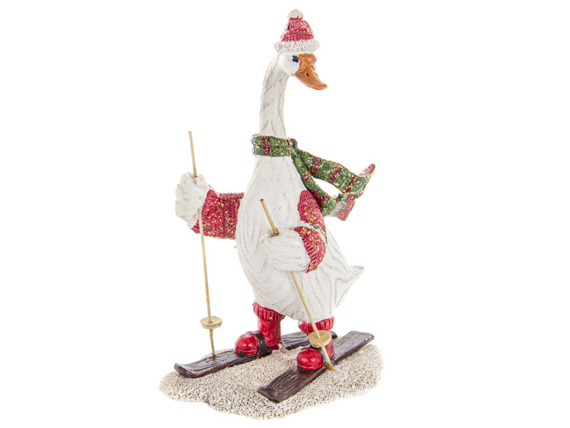 Фігурка декоративна Lefard Гусак на лижах 10х16,5 см 1192-195 полістоун білий