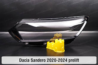 Скло фари Dacia Sandero (2020-2024) дорест ліве
